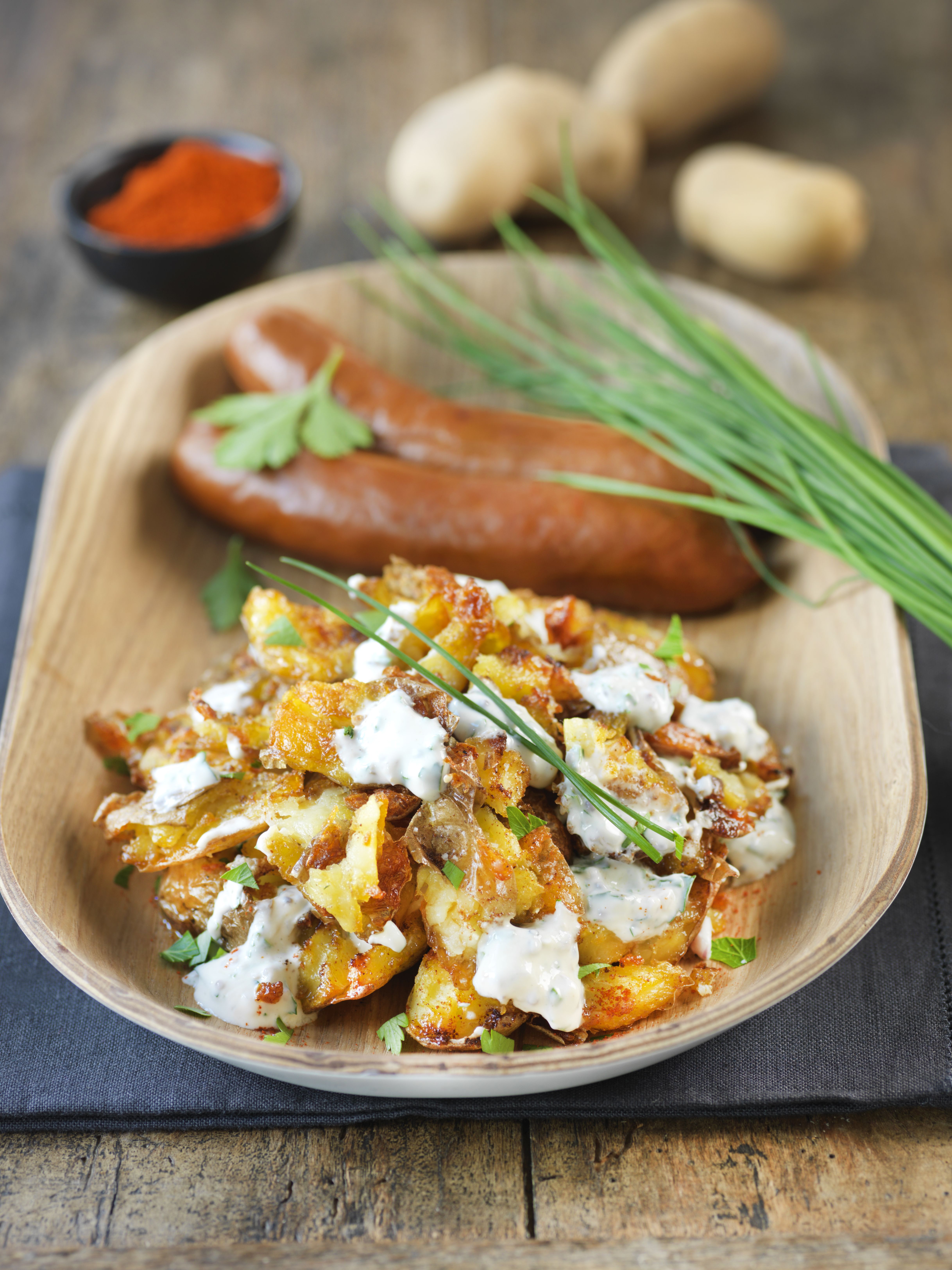 Smashed potatoes (salade de pommes de terre revisitée) Smashed potatoes (salade de pommes de terre revisitée)